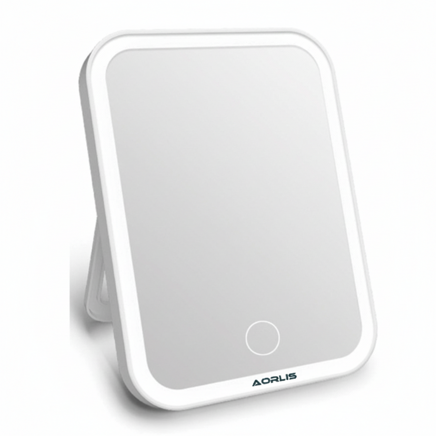 Mini Espejo Para Maquillaje LED Aorlis- Recargable - Blanco
