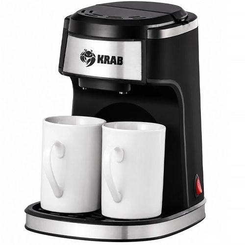 CAFETERA ELÉCTRICA KRAB 450W-240ML- NEGRO/PLATEADO