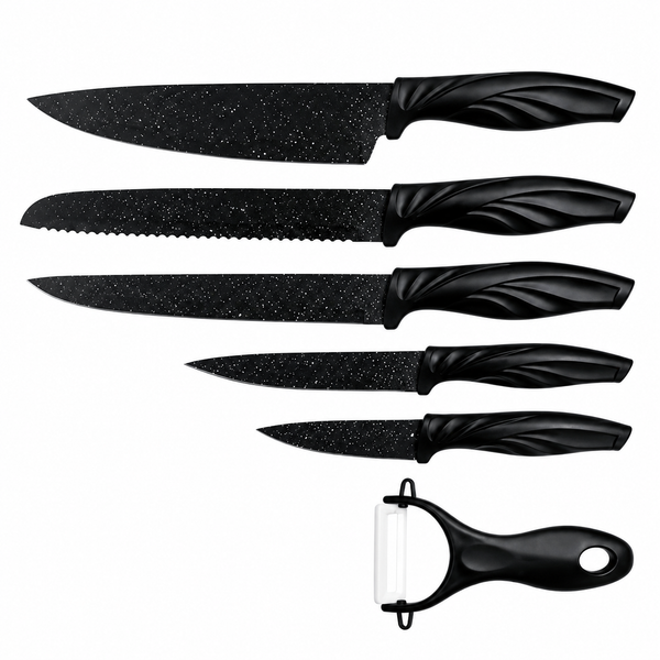 Kit de Cuchillos para Cocina Evryealth SG9200 6 En 1-Con Pelador - Negro