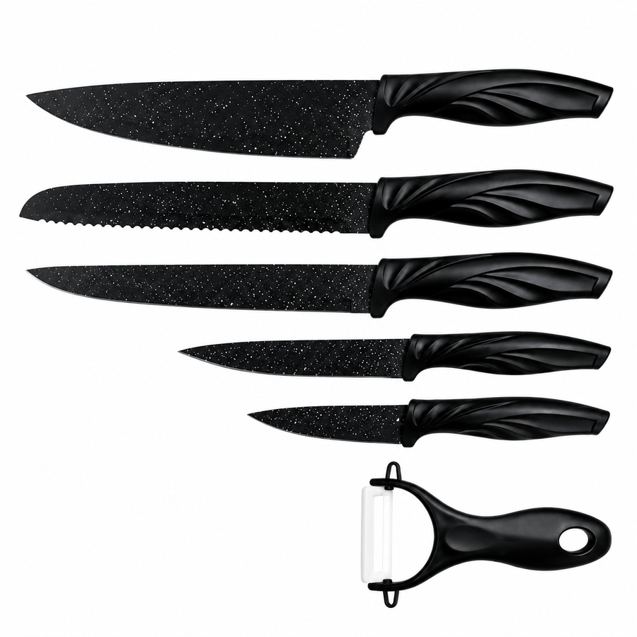 Kit de Cuchillos para Cocina Evryealth SG9200 6 En 1-Con Pelador - Negro